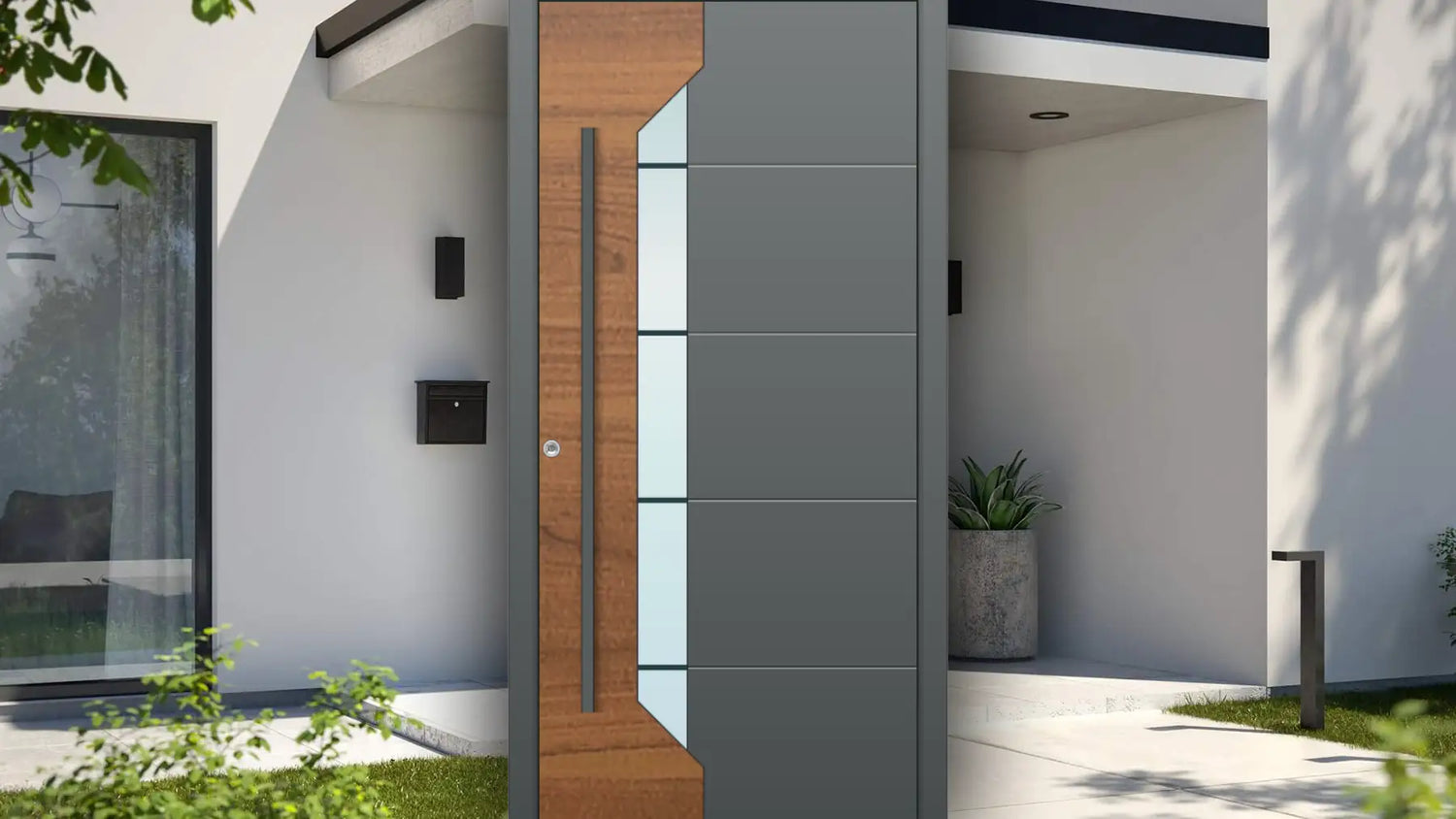 Haustüren - Aluminium - Mehrfarbig mit Glas